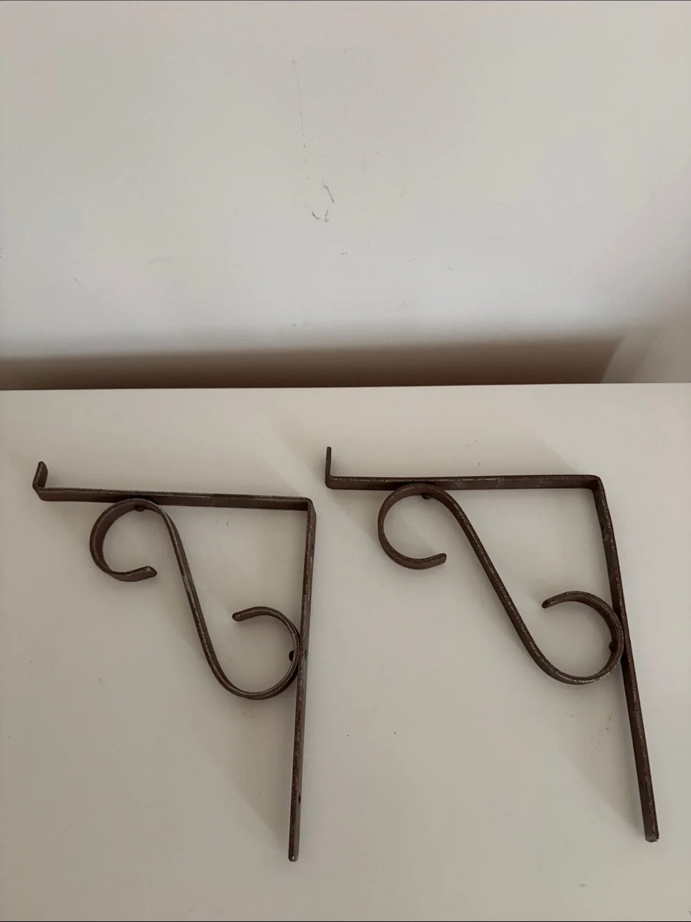Rustic Metal Unpainted Decorative Wall Shelf Brackets - Pair